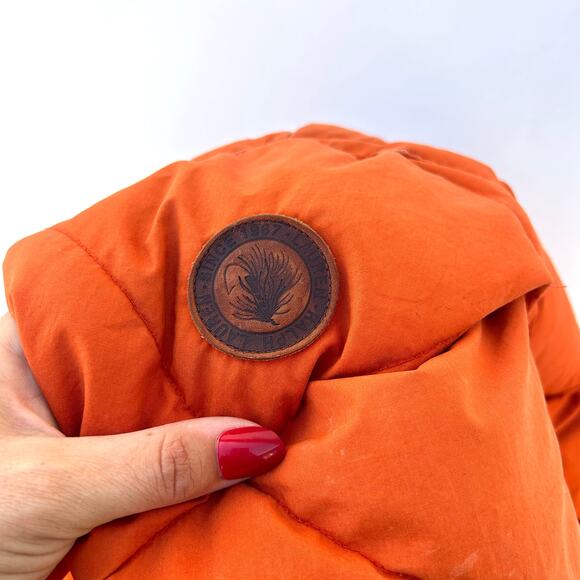 Vintage Men’s Ralph Lauren Quilted Bomber Puffer Jacket Orange Medium Large - Picture 8 of 11